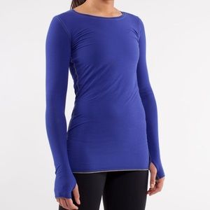 Lululemon Cabin Long Sleeve Tee/REVERSIBLE Pigment Blue / Heathered Blurred Grey
